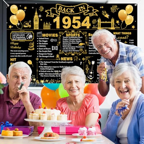 Comprar ahora Decoraciones de cumpleaños número 70 color negro y dorado póster
