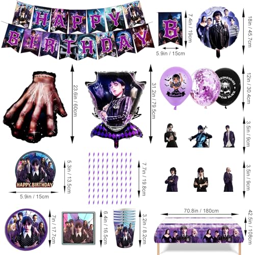 Dónde comprar en España 99 Piezas Wednesday Decoracion Cumpleaños Wednesday Cumpleaños Globos Wednesday Vajilla