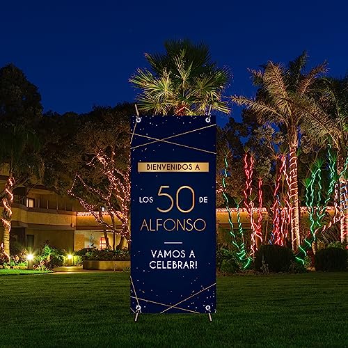 Dónde comprar en España Photocall Cumpleaños Personalizado Diseño Elegante - X Banner 70x180cm con Estructura y Lona Personalizable Nombre Edad Fotocall Decoración para Celebración 50 Años