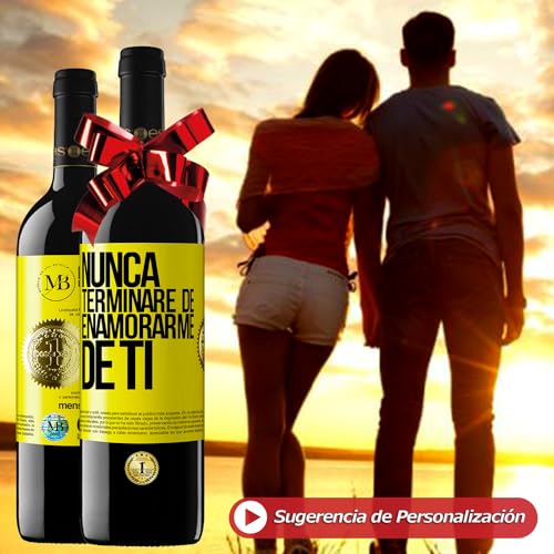 Top Precios «La mejor edad es cuando dejas de cumplir años y empiezas a sueños» Mensaje en una Botella. Vino Tinto Reserva 12 Meses + Gift Box. Etiqueta Roja PERSONALIZABLE