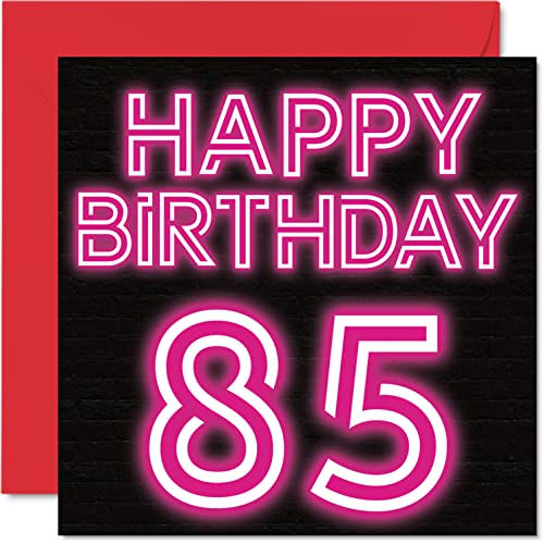 Consigue ahora Divertidas tarjetas cumpleaños Promoción 85 para hombres y mujeres brillo neón tarjeta feliz cumpleaños para papá mamá bisabuelo abuelo abuela tía tía 145 mm x 145 mm tarjeta felicitación Rebajas 2024 | regaloscumple.com