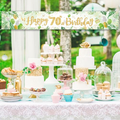 Ofertas de última hora HOWAF Pancarta Feliz Cumpleaños 70  Verde Decoracion Cumpleaños Decoracion 70 Cumpleaños 70 Años Photocall 70 Cumpleaños Mujer Hombre Feliz Cumpleaños Decoracion Happy Birthday Decoracion 8.5 x 1.3 ft