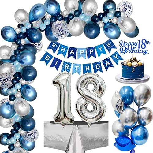 Comprar Decoracion 18 Años Cumpleaños Globos 18 Cumpleaños Chico Decoraciones Fiesta Azul Plata 18er Globos Cumpleaños con Pancarta Cumpleaños Feliz para Chico Chica Dfiesta Cumpleaño 18 Años Decoracione Top Precio 2024 | regaloscumple.com