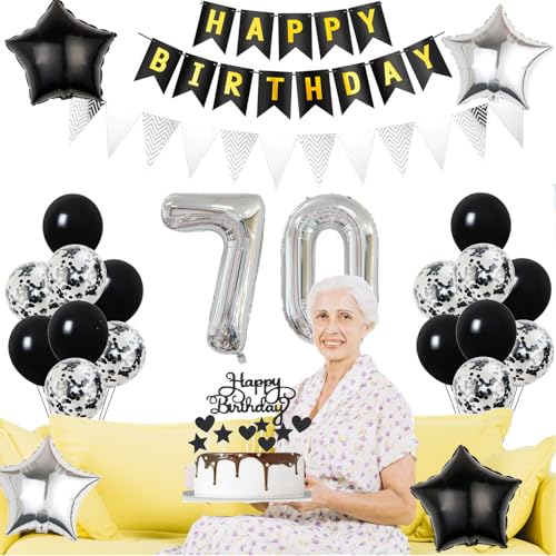 Comprar en Amazon Globos 36 cumpleaños hombre Mujer Plateados Negros 36 Años Decoracion