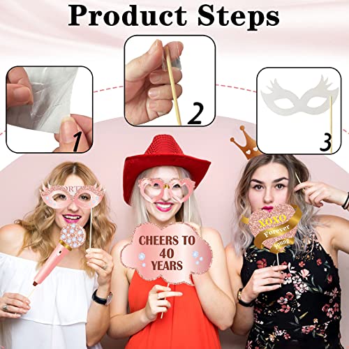 Top Precios LMSHOWOWO Piezas Cumpleaños Años, Photocall 40 Photo Props, Fotos Photobooth Accesorios, Decoración
