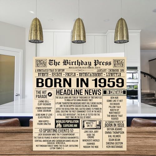 Top Precios Tarjetas   cumpleaños número 65 para hombres y mujeres – Born In 1959 Newspaper – Tarjeta   feliz 65 cumpleaños para abuelo  abuela  abuela  abuela  abuela  vintage  retro en 1959  145 mm x 145 mm