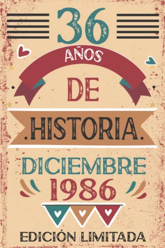 Consigue ahora 36 Años De Historia Diciembre 1986: Libro visitas cuaderno 110 páginas felicitaciones idea regalo regalo Para la Regalos esposa novia mujer La madre Rebajas 2024 | regaloscumple.com