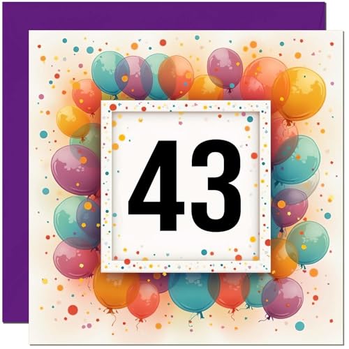 Consigue ahora Tarjeta cumpleaños número 43 para hombres y mujeres cualquier edad tarjeta cumpleaños Promoción con globo para mujer 43 años amiga hermana madre tía hija cuarenta y tres primo cuarenta y Rebajas 2025 | regaloscumple.com