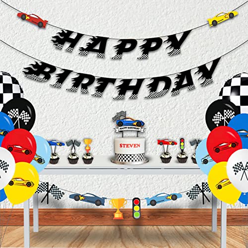 Top Precios OOTSR Decoraciones Fiesta Cumpleaños Carreras  Suministros para Fiestas   Autos   Carreras (Banner + Globos   Látex + Globo   Aluminio + Topper   Torta)  para Chicos Niños Fiesta Cumpleaños