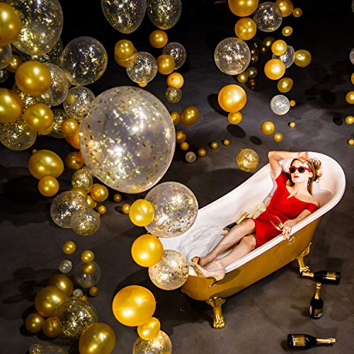 Top Precios 50 Globos Oro y Negro de Confeti Confetti Balloon. Globo Transparente con Dorado para Fiesta Cumpleaño, Graduacion Año Nuevo