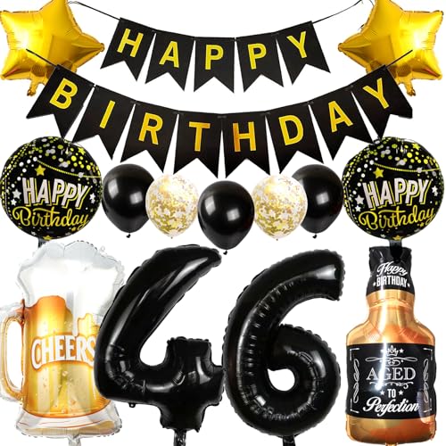 Consigue ahora Ouceanwin Decoración Cumpleaños 46 años Hombre Mujer Globos Ideas para regalar 46 Cumpleaños Oro Negro Foil Whisky Cerveza Vaso Globo Vino Botella Cerveza para Decoracione 46 Fiesta Cumpleaños Hombres Mujer Rebajas 2025 | regaloscumple.com