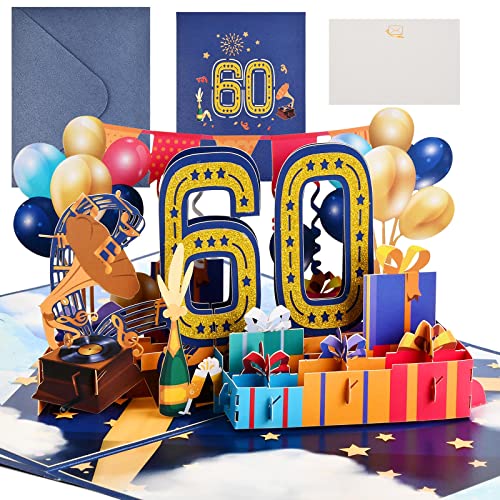 Consigue ahora Focenat Tarjetas Felicitación Cumpleaños 60 Años Tarjeta Cumpleaños Pop Up 3D con Sobre Tarjeta Ideas para regalar Felicitación para Hombres y Mujeres Familias Amantes Amigos y Niños (60) Ofertas 2023 | regaloscumple.com