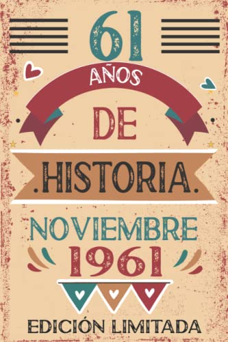 Consigue ahora 61 Años De Historia Noviembre 1961: Libro visitas cuaderno 110 páginas felicitaciones idea regalo regalo Para Navidad la esposa novia mujer La madre Top Precio 2025 | regaloscumple.com