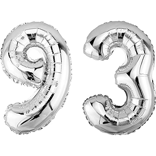 Comprar DekoRex Globo plateado 82 cm para cumpleaños aniversario boda decoración (número 93) Ideas para regalar Top Precio 2025 | regaloscumple.com