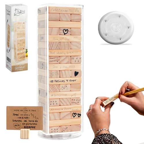 Consigue ahora GreatDreams® Libro Firmas Bodas Libro Firmas Alternativo Bloques para Firmar con Caja y Base Giratoria BlackFriday Libro Invitados Alternativo Rebajas 2024 | regaloscumple.com