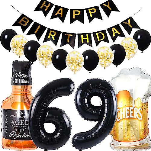 Consigue ahora Conruich Decoración Cumpleaños Cumpleaños 69 años Hombre Mujer Globo Foil Whisky Cerveza Vaso Globo Vino Botella Cerveza Deco Gigante Número 69 Fiesta Cumpleaños Kit para 69 años Mujer Rebajas 2025 | regaloscumple.com