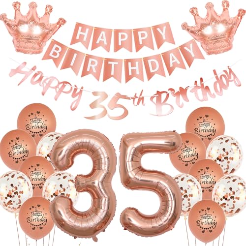 Oferta Oro globo cumpleaños mujer rosa globo años cumpleaños 35 guirnalda 35th deco Oro deco 35