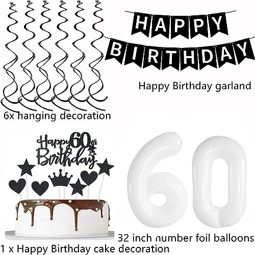 Oferta Flash Globo 60 Años cumpleaños hombre decoración Negro Blanco globos Decoración años Mujer topper torta deco