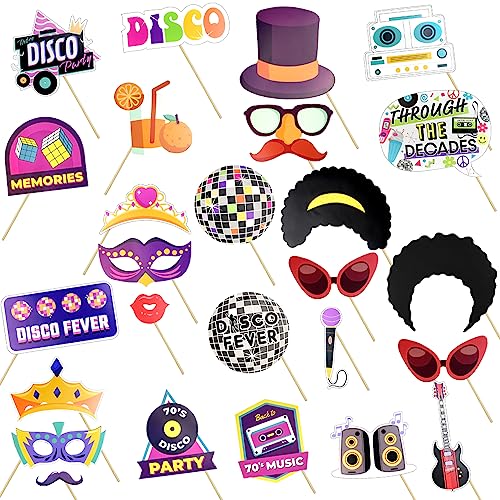 Comprar PEALOVCOM 25 Piezas Photocall para Fiestas Disco Decoración Fiesta los Años 70 Disco con 25 Navidad Palitos y 25 Pegatinas Accesorios para Photocall Cartulina Adornos para Fotocall Ofertas 2024 | regaloscumple.com