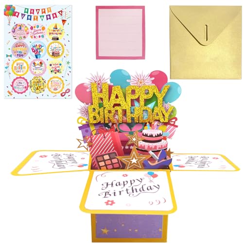 Consigue ahora MAXQUU Juego 1 Catálogo tarjeta felicitación 3D con sobre pegatina 1 pieza regalo tarjeta 3D para niños y niñas caja regalo feliz cumpleaños adecuada para fiestas cumpleaños Rebajas 2024 | regaloscumple.com