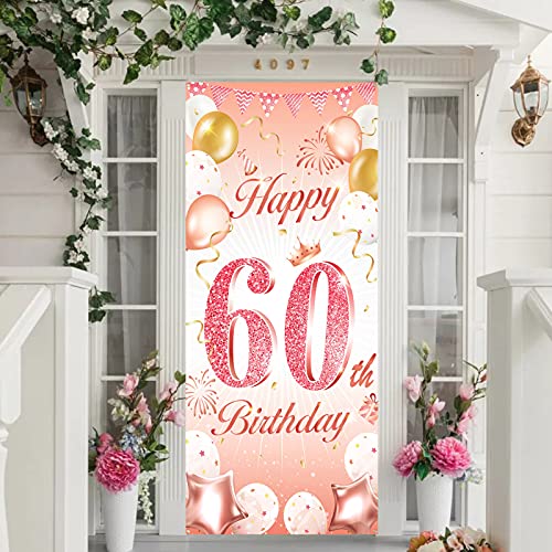 Ofertas de última hora DPKOW Oro Rosa 60 Años Cumpleaños Decoración para Mujer Oro