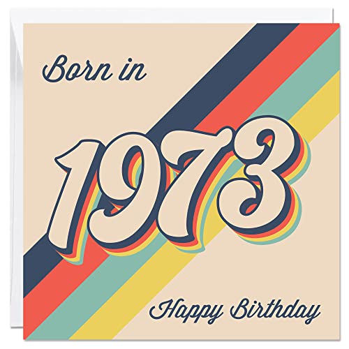 Comprar A&M Natural Living Tarjeta cumpleaños número 50 con texto en inglés BlackFriday "Born In 1973-150 mmx150 mm tarjeta feliz cumpleaños para hombres y mujeres esposa divertidas tarjetas felicitación Rebajas 2024 | regaloscumple.com