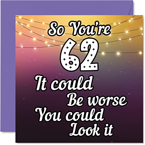 Comprar Divertidas tarjetas cumpleaños 62 para hombres y mujeres Catálogo Look It divertida tarjeta cumpleaños para papá mamá abuelo niñera abuela tía primo 145 mm x 145 mm tarjeta felicitación Top Precio 2024 | regaloscumple.com