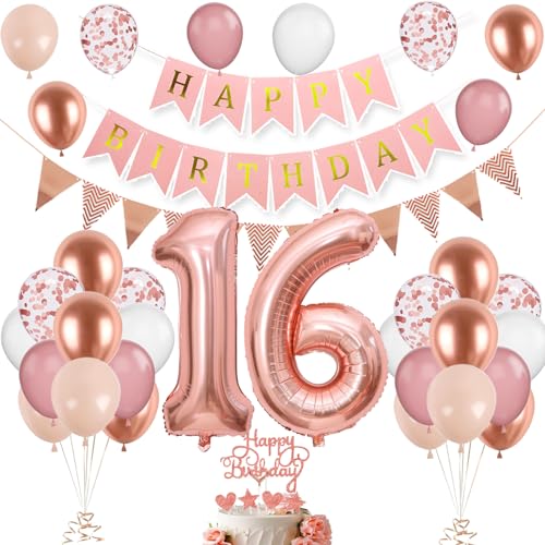 Consigue ahora Decoracion Cumpleaños 16 Años Oro rosa Globos Cumpleaños 16 Años para BlackFriday Chicas Globos 16 Cumpleaños Globos Cumpleaños 16 Años Decoracion 16 Años Cumpleaños para Mujer Chicas Decoración Fiesta Ofertas 2025 | regaloscumple.com