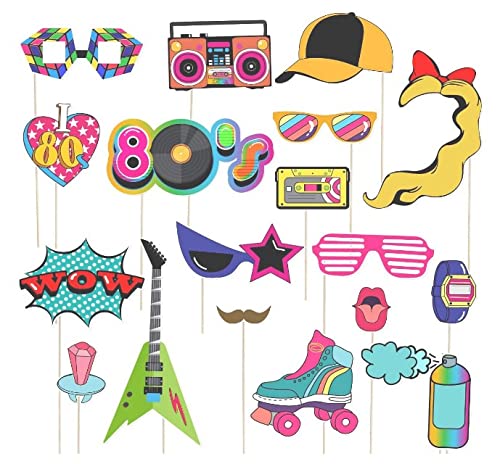 Consigue ahora ERNZI Accesorios Fotográficos para la Fiesta los Años 80 - Ideas para regalar Conjunto Retro 25 Piezas al Estilo Hip-Hop para Fotos Nostálgicas - Tema Neon Rock Hippie para una Fiesta Cumpleaños Retro Rebajas 2024 | regaloscumple.com