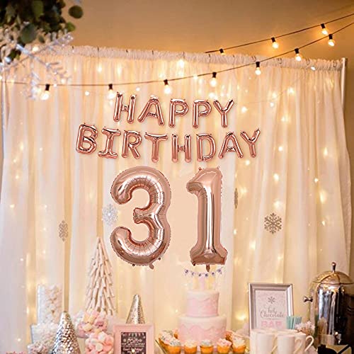 Oferta Flash Globos numeros 31 años, Number globo número oro rosa para niña Mujeres Chica, 40