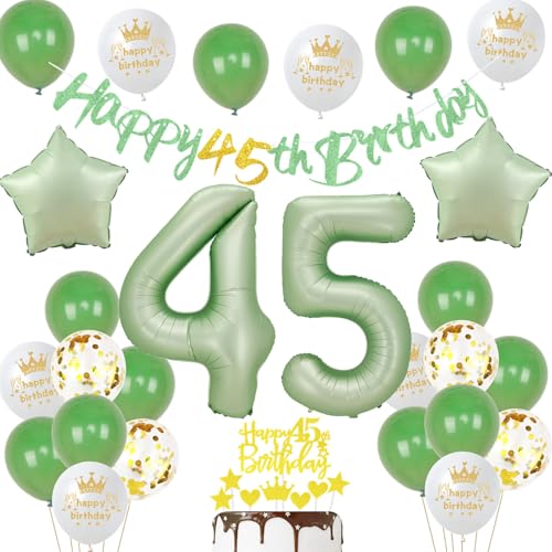 Consigue ahora 45 cumpleaños hombre mujer decoración verde 45 cumpleaños decoración verde set 45 cumpleaños decoración verde para hombres mujeres globos gigantes número 45 cumpleaños Catálogo Rebajas 2023 | regaloscumple.com