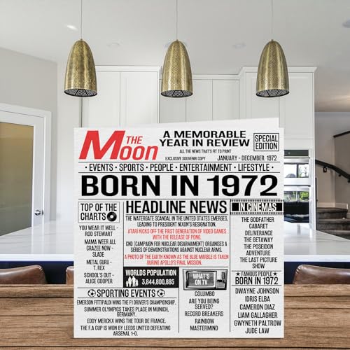 Comprar en Amazon Cumpleaños hombres mujeres, nacido 1972, feliz 52 papá, tía, retro, In 145 x mm, y