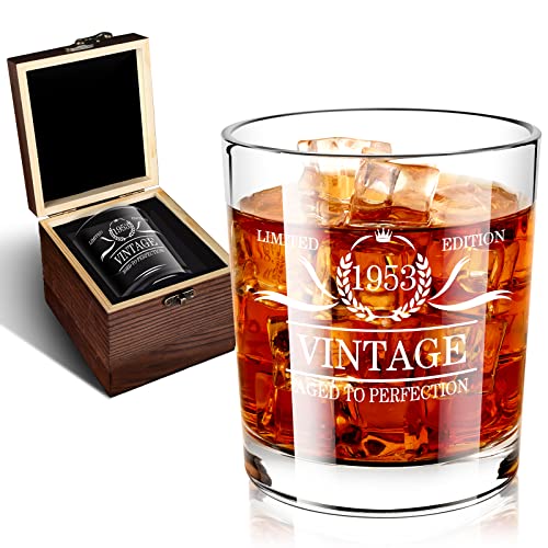 Comprar BEYOND MS Regalos 70 cumpleaños para hombres decoraciones 70 cumpleaños para hombres vaso whisky 1953 en valiosa caja Catálogo madera Top Precio 2023 | regaloscumple.com