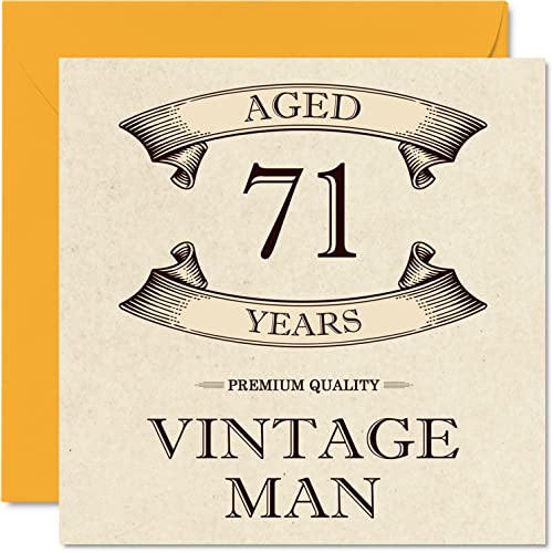 Consigue ahora Tarjetas vintage 71 cumpleaños para hombres 71 años divertida tarjeta cumpleaños para abuelo papá marido tío hermano abuelo 145 mm x 145 mm tarjeta felicitación 71 Navidad cumpleaños Ofertas 2025 | regaloscumple.com
