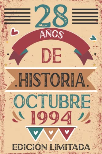 Consigue ahora 28 Años De Historia Octubre 1994: Libro visitas cuaderno 110 páginas felicitaciones idea regalo regalo Para la Navidad esposa novia mujer La madre Ofertas 2024 | regaloscumple.com