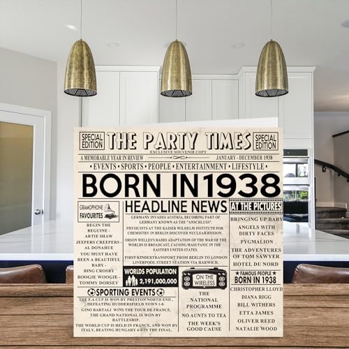 Ofertas en regaloscumple.com Tarjetas de cumpleaños número 86 para hombres y mujeres – Born In 1938 Newspaper Tarjeta feliz abuelo, abuela, vintage, retro en 1938, 145 mm x mm,