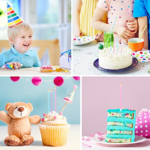Top Precios Velas de pastel cumpleaños, 16 piezas altas velas pastel, largas finas cupcakes con soporte para decoración tartas baby shower, bodas