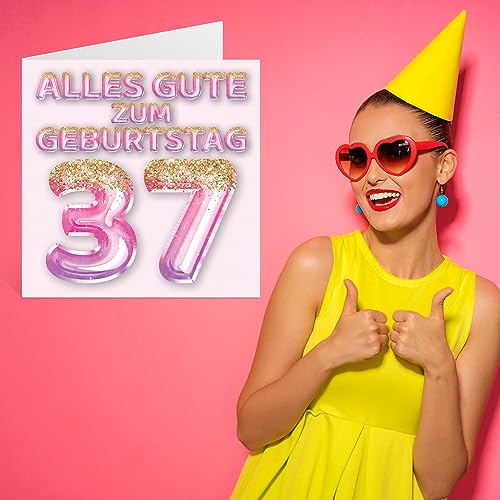 Comprar ahora Tarjeta 37 globos purpurina y tarjetas cumpleaños años, hija, tía, mm, y cumpleaños