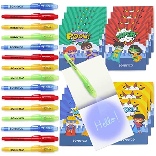Consigue ahora BONNYCO Bolígrafo Tinta Invisible y Libreta Superheroes Pack x16 Detalles Cumpleaños Niños Regalos Cumpleaños Niños Colegio Piñatas Cumpleaños | Regalos Fiesta Cumpleaños Infantil Cumpleaños Top Precio 2024 | regaloscumple.com