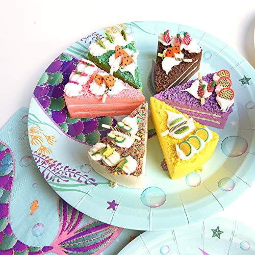 Comprar en Amazon WERNNSAI Vajilla de Fiesta Sirena Set - Suministros Incluye Servilletas Placas Tazas 16 invitados 64 piezas para Niñas Cumpleaños Baby Shower Boda