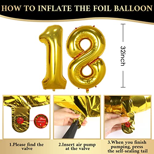 Dónde comprar en España 18 Años Decoracion Cumpleaños  Globos 18 Cumpleaños Niño  Decoraciones Fiesta Oro Negro 18er Globos cumpleaños con Pancarta Feliz para niño y niña Dfiesta   cumpleaño 18 Años Decoracione
