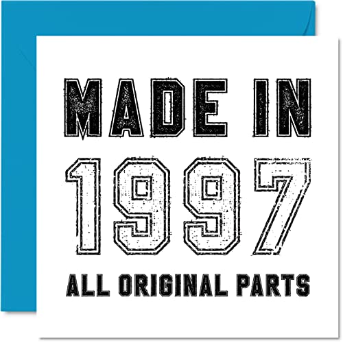 Comprar Tarjeta felicitación 25 cumpleaños Ideas para regalar hombres mujeres él ella fabricada en 1997 todas las piezas originales divertida tarjeta felicitación 25 cumpleaños papá mamá hermano hermana 145 mm x 145 mm Rebajas 2024 | regaloscumple.com