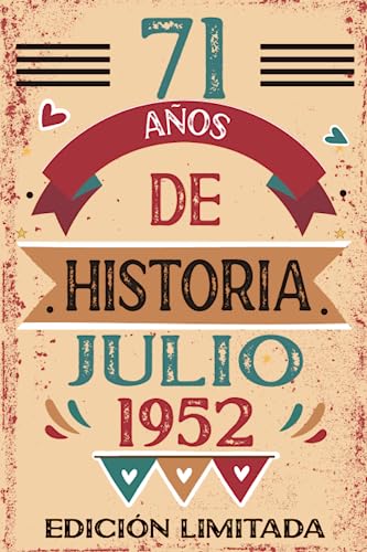 Comprar 71 Años De Historia Julio 1952: Libro visitas cuaderno 110 páginas felicitaciones idea regalo Navidad regalo Para la esposa novia mujer La madre Top Precio 2025 | regaloscumple.com