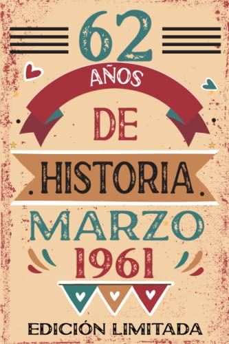 Comprar 62 Años De Historia Marzo 1961: Libro visitas cuaderno 110 páginas felicitaciones idea regalo regalo Para la esposa novia mujer La madre Navidad Top Precio 2024 | regaloscumple.com