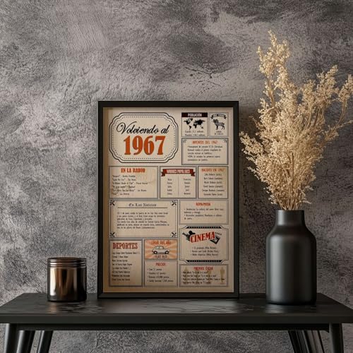 Ofertas en regaloscumple.com Tarjeta Regalo Cumpleaños 1967 / Felicitación Aniversario Póster Vintage Año de Nacimiento Cartel Decoración Fiesta Época Celebración Hombre o Mujer Original y Especial