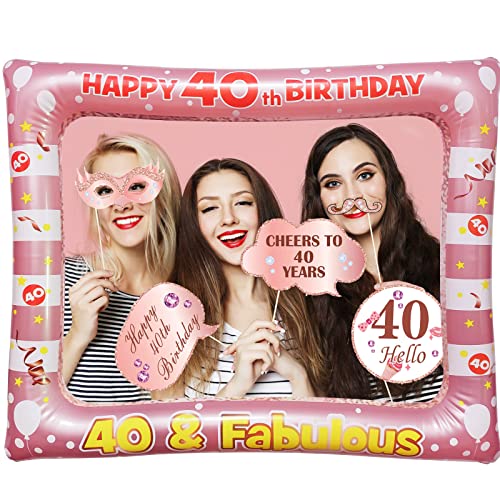 Oferta Flash Cumpleaños 40 Años, Marcos Photocall Inflable, 40 Cumpleaños Photo Booth Props,
