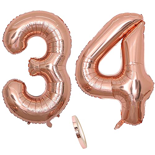 Comprar Globos numeros 34 años Number globo número 34 oro rosa para niña Mujeres Chica 40" Figuras Decor globo lámina Navidad helio inflable gigante grande decoración fiesta cumpleaños boda (xxxl 100cm) Ofertas 2025 | regaloscumple.com