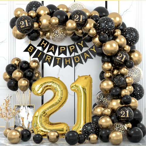 Consigue ahora 21 Años Decoracion Cumpleaños BlackFriday Globos 21 Cumpleaños Hombres Decoraciones Fiesta Oro Negro 21er Globos cumpleaños con Pancarta Feliz para Hombres y Mujeres Dfiesta cumpleaño 21 Años Decoracione Top Precio 2024 | regaloscumple.com