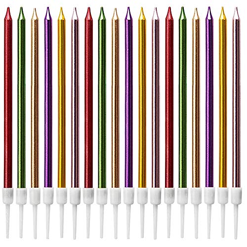 Comprar Velas Tarta Cumpleaños 24 Piezas Velas Tarta Metálicas Delgadas Largas Velas en Soporte para Decoración Tarta Cumpleaños Navidad Boda Color Ofertas 2025 | regaloscumple.com