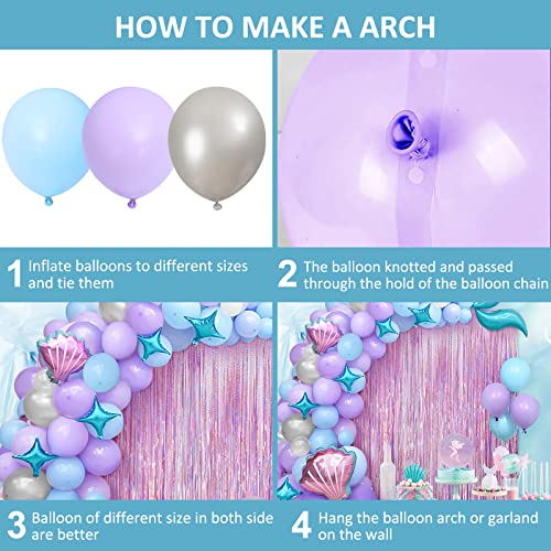 Oferta Flash Teselife Kit Guirnalda Arco Globos Sirena Morado 89 Pcs Globos